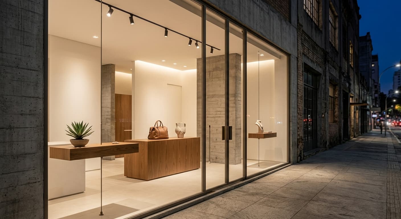 vitrine principal iluminada